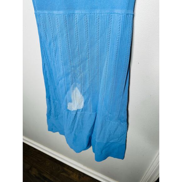 JASON WU Women's Blue Knit Sleeveless Ribbed Texture Crewneck Dress Size Large - Picture 5 of 8